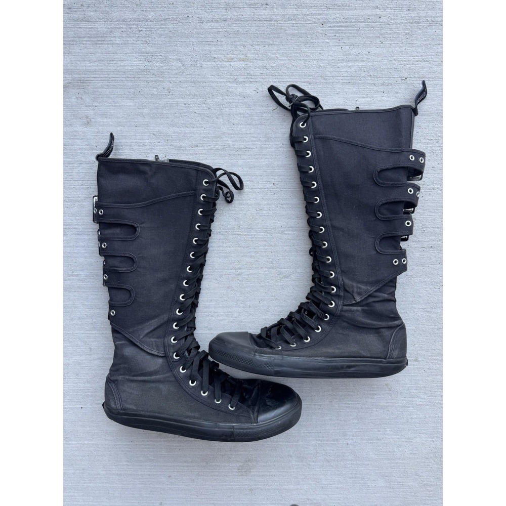 Pleaser Demonia Deviant-303 Lace-Up Women's Size 12 Grunge Emo Punk Knee High